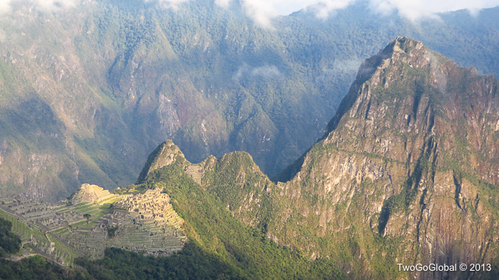 Machu Picchu with Huayna Picchu towering above to the right