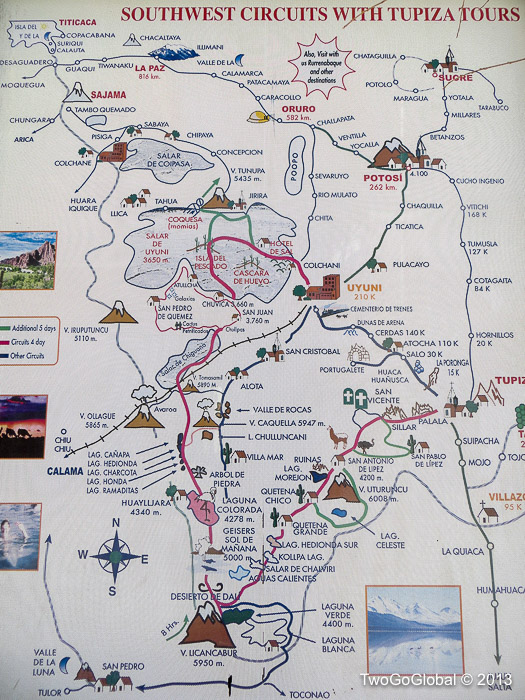 Our 4 day route across the altiplano in red