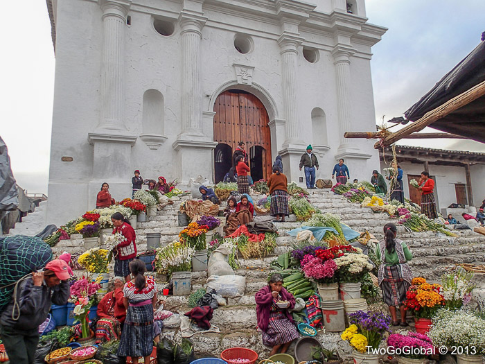 Flower sellers on the steps of Chichi's church