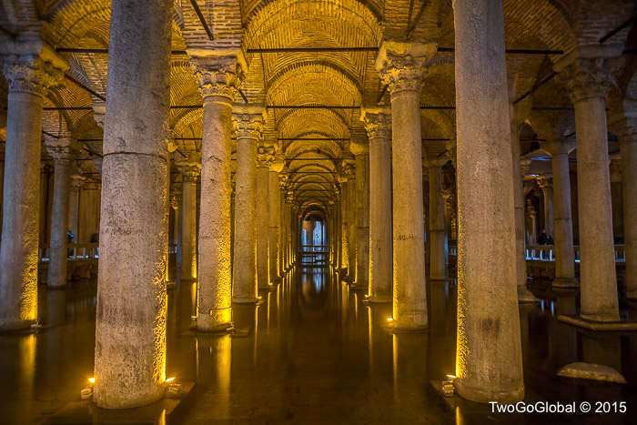 Basilica Cistern located beneath the streets of Sultanahmet