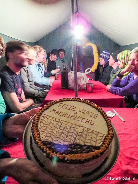 Our final night of the Inca trail and the cook prepared us a wonderful cake