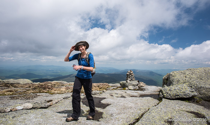 Andrea on the summit of Mt Marcy, New York's highpoint