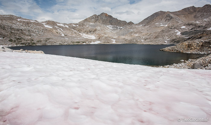 Late snow cover surrounding Helen Lake