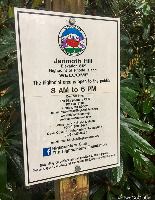 Jerimoth Hill trailhead marker