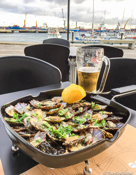 Fried limpet appetizer on Ponta Delgada harbour