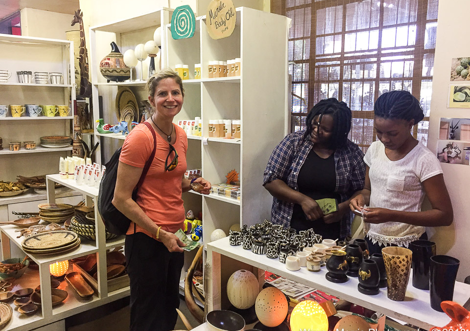 Buying soap at the arts & crafts center