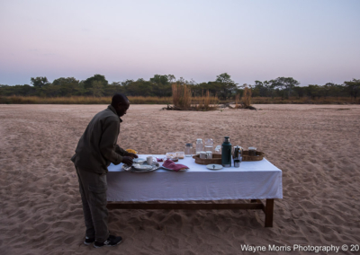 Breakfast on the dried up Mushilashi River