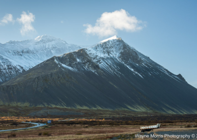 Hafnarfjall mountain overlooking the town of Borgarnes