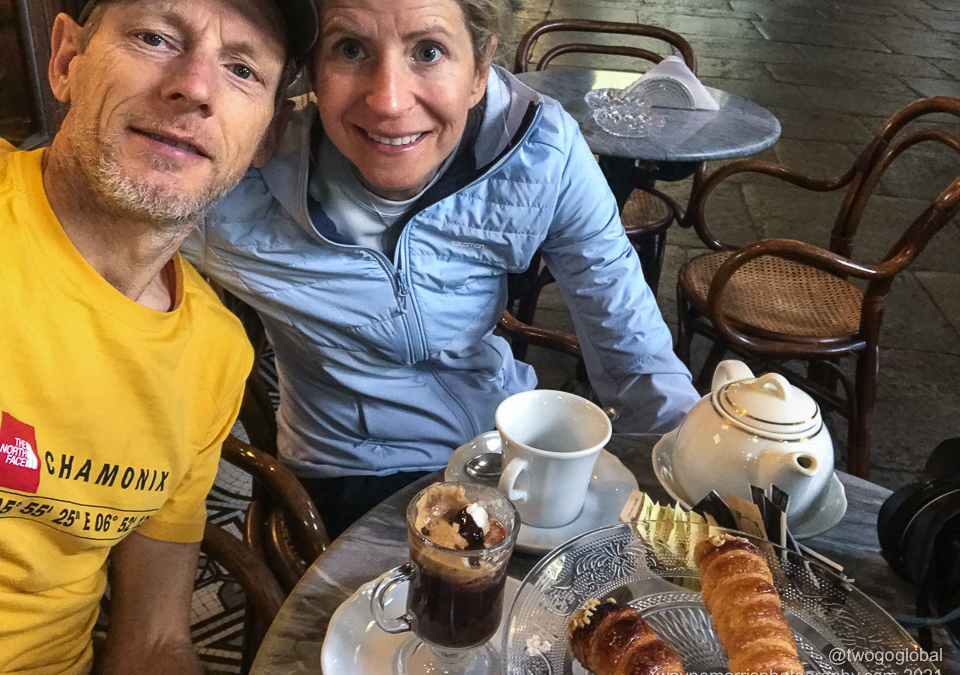 Mid morning snacks, including a Turin speciality, the bicerin coffee