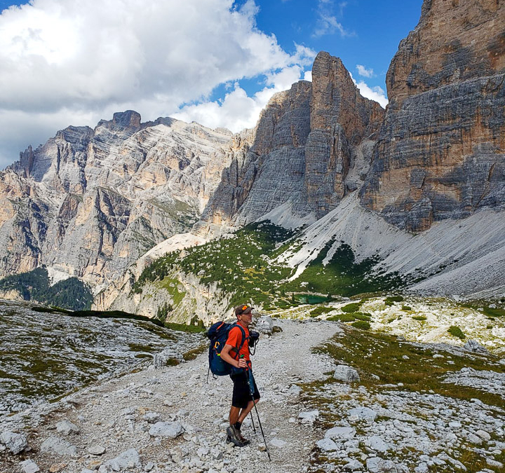The author leading the way down to Lago di Lagazuoi