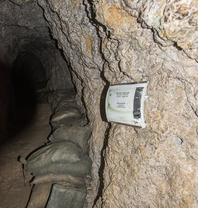 Inside the 1100m long WW1 Lagazuoi tunnel