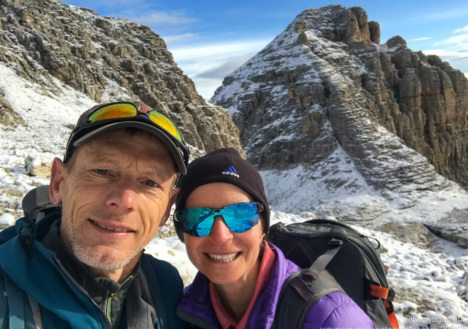 Happy to be hiking in a fresh, albeit thin layer of August snow