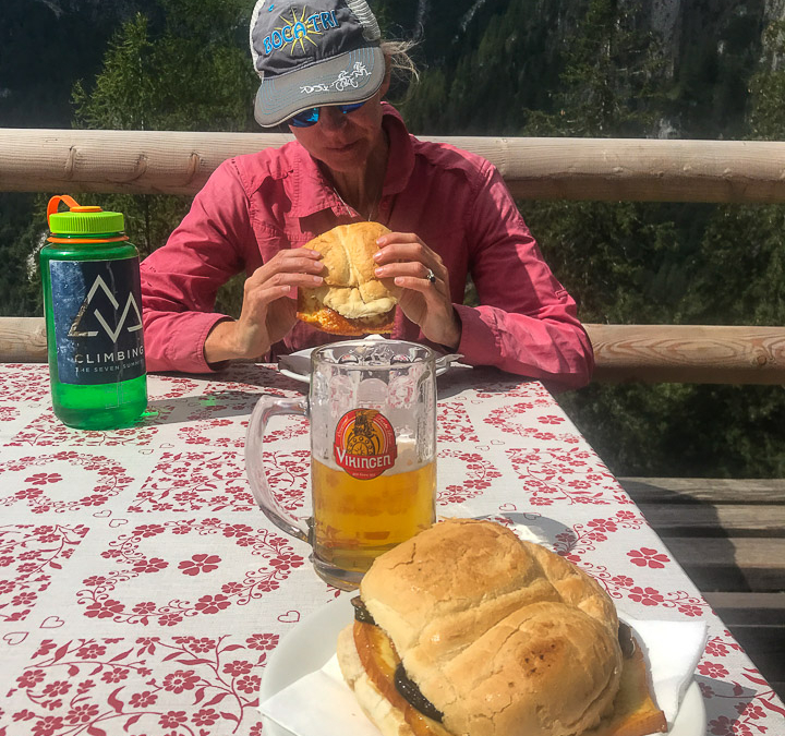 Time to tuck into lunch at Rifugio Treviso