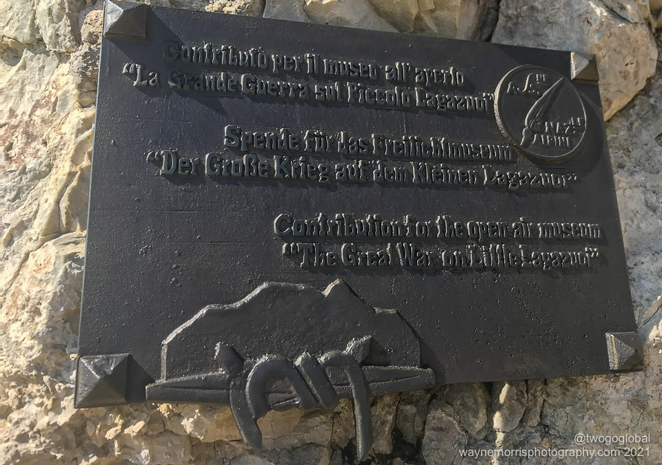 Memorial to “The Great War on Little Lagazuoi”