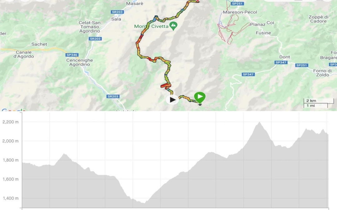 Rifugio Carestiato to Rifugio Coldai stats