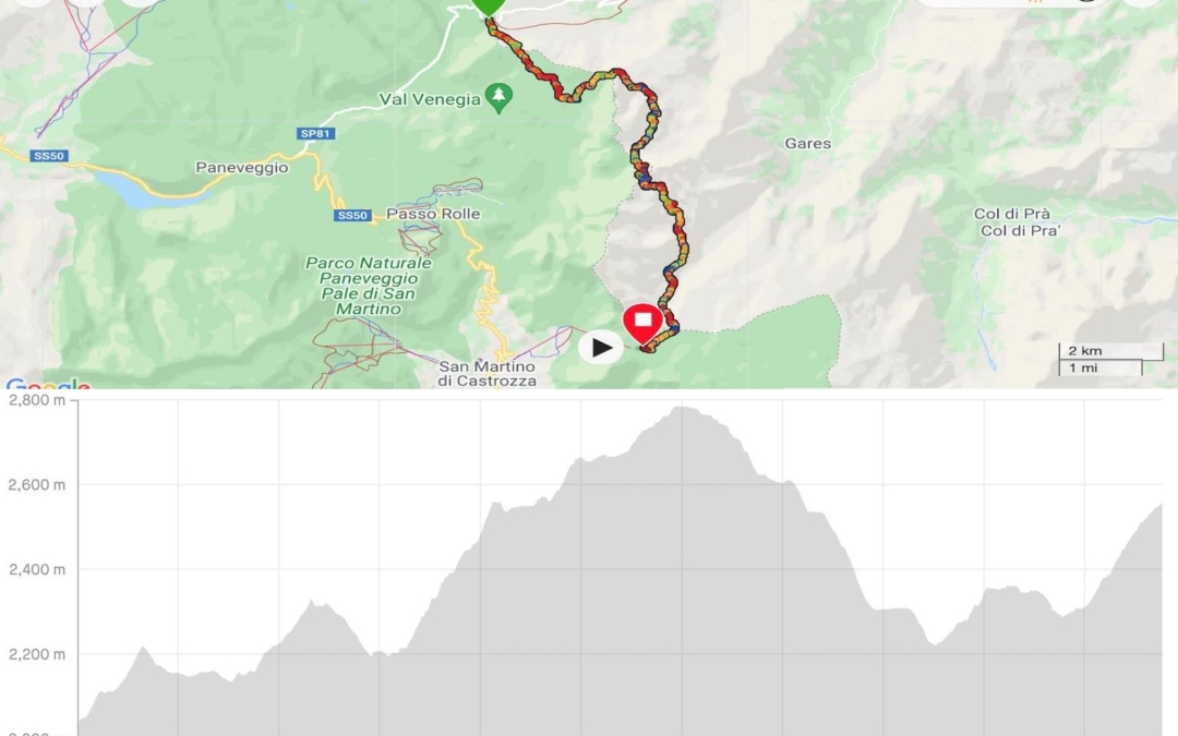 Rifugio Passo Valles to Rifugio Rosetta stats
