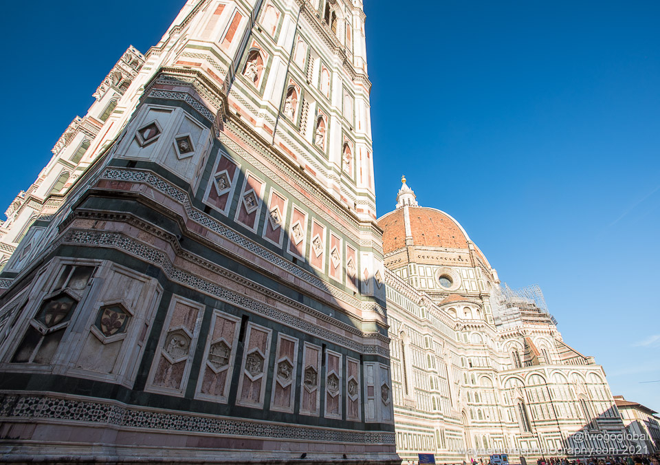 Florence cathedral, its 85m bell tower in the foreground