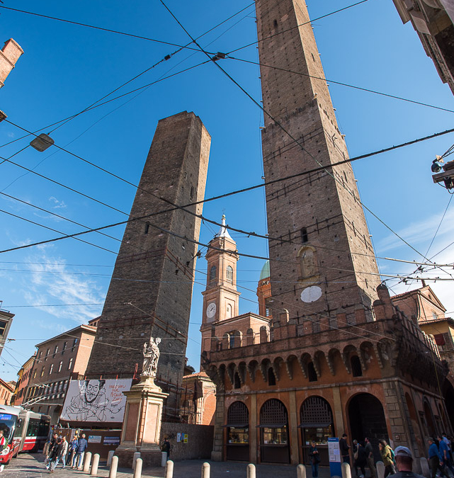 Asinelli and Garisenda towers, the symbols of Bologna built between 1109 and 1119