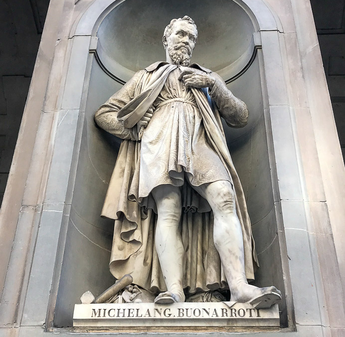 Michelangelo sculpture outside of the Uffizi Gallery